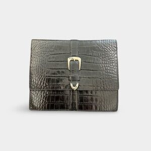 Ralph Lauren Black Croc-Embossed Bag